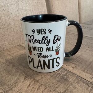 Black and White Ceramic Mug. For the plant lover. Brand new.